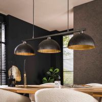 Fraaai Leonie hanglamp 3L halfronde kap-ribbel