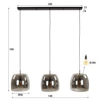 Fraaai Ariana hanglamp 3L drift glas - smoke grijs
