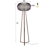 Fraaai Antoine vloerlamp 3-poot koper twist - zwart nikkel