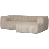 Woood Bean chaise loungue rechts grove ribstof - travertin