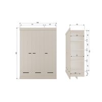 Woood Connect 3-deurs kledingkast - dust