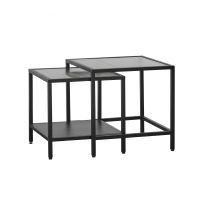 Nordic Home Olan glazen bijzettafels - set van 2 - zwart