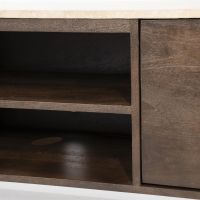 Eleonora TV meubel Lio - Mango hout & travertin - 200 cm - 3 deurs