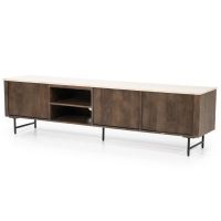 Eleonora TV meubel Lio - Mango hout & travertin - 200 cm - 3 deurs