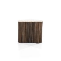 Eleonora Organische bijzettafel Mari - 50x33x44 cm - Mango hout & travertin
