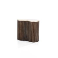 Eleonora Organische bijzettafel Mari - 50x33x44 cm - Mango hout & travertin