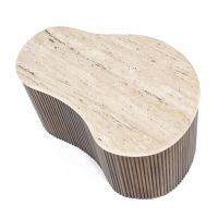Eleonora Organische salontafel Mari - 70x47x38 cm - Mango hout & travertin