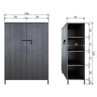 Kast Bruut 2-deurs grenen geborsteld diepzwart van het woonmerk WOOOD