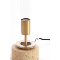 Light & Living Rylano tafellamp Ø12x35 cm - glas helder+zand+antiek brons