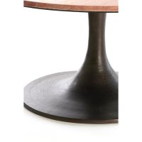 Light & Living Dolin bijzettafel Ø75x38 cm - rood travertin/donkerbruin