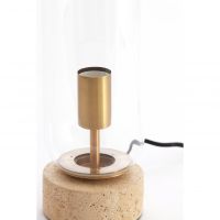 Light & Living Rylano tafellamp Ø12x47 cm - glas helder+zand+antiek brons