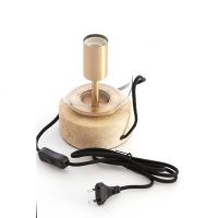 Light & Living Rylano tafellamp Ø12x47 cm - glas helder+zand+antiek brons