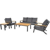 Donnan loungeset aluminium/bamboo grijs