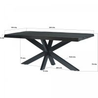 Livingfurn Norris eettafel 240 cm - zwart