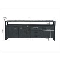 Livingfurn Norris dressoir 210 cm - zwart