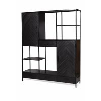 Livingfurn York vakkenkast - 160 cm - mangohout - zwart