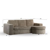 Vurna Niall 3-zits hoekbank links/rechts lord ribstof - beige