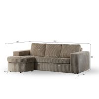 Vurna Niall 3-zits hoekbank links/rechts lord ribstof - beige