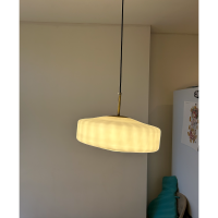 Light & Living Pleat hanglamp glas - mat wit/goud - OUTLET B