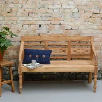 Livingfurn Stations tuinbank teakhout 130 cm - OUTLET