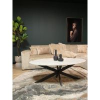 Starfurn Ovale salontafel Faye - 120 cm - marmer - wit