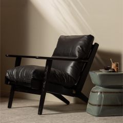 Woood Houston fauteuil leer - zwart