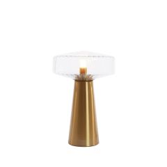 Light & Living Pleat tafellamp Ø30x45 cm - glas helder/goud