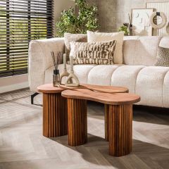 Fraaai Rio organische salontafel set van 2 - donkerbruin