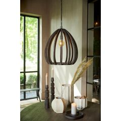 Light & Living Barsia hanglamp Ø50x54 cm hout - donkerbruin