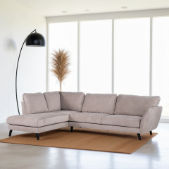 Vurna Collin 3-zits hoekbank links stof - beige/poot zwart