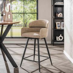 Fraaai Enzo barstoel draaibaar bouclé - zand