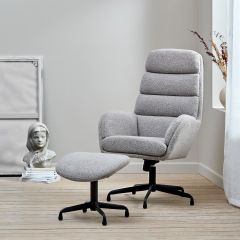 Nordic Home Stein relaxfauteuil & voetbank set - bouclé taupe