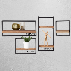 Fraaai Woody metaal wandplank - bundel set van vier 145 cm