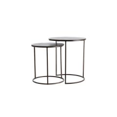 Light & Living Talca bijzettafel set van 2 Ø41x46+Ø49x52 cm - donkerbruin