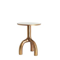 Light & Living Mello ronde bijzettafel Ø40,5 cm - glans bruin brons/glas taupe