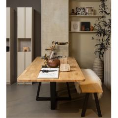 Woood Combi-tablo - xl tafelblad eiken - 240x100 cm - Drenthe poot - naturel