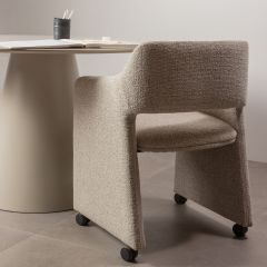 Woood Lyric eetkamerstoel met wielen - greige