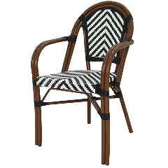 Thobias armstoel zwart/wit gestreept