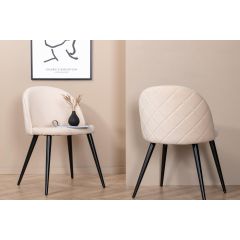 Svea Zako eetkamerstoel - ruitpatroon - velvet - beige