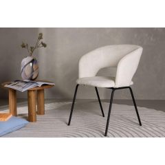 Svea Pirlo eetkamerstoel - linnen - wit