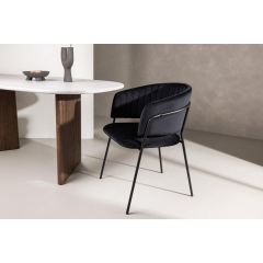 Svea Melsa eetkamerstoel - velvet - zwart