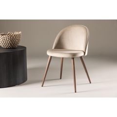 Svea Zako eetkamerstoel - met naturel poot - velvet - beige
