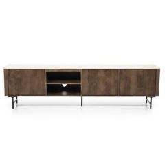 Eleonora TV meubel Lio - Mango hout & travertin - 200 cm - 3 deurs