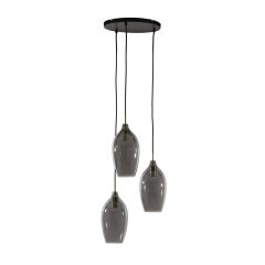 Light & Living Lukaro hanglamp 3L Ø35x32 cm - antiek brons/glas smoke