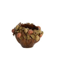 Light & Living Lemoni vaas deco 26,5x24x20 cm - keramiek bruin-oranje/groen