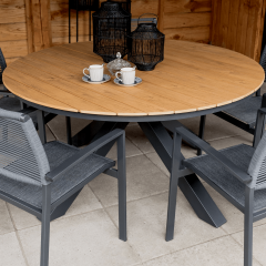 Arezzo tuintafel rond polywood teaklook 150 cm van het woonmerk Les