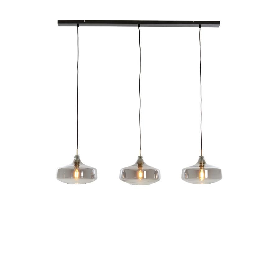 Light & Living Solna hanglamp 3L - antiek brons/smoke glas