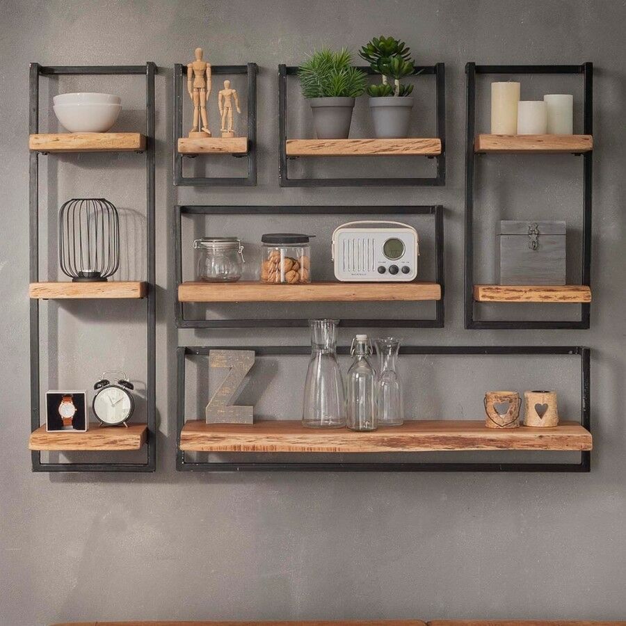 Fraaai Woody metaal wandplank - bundel set van zes