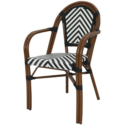 Thobias armstoel zwart/wit gestreept