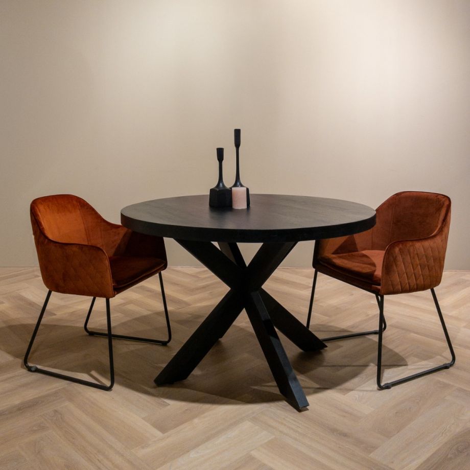 Livingfurn Benthe armstoel velvet oranje